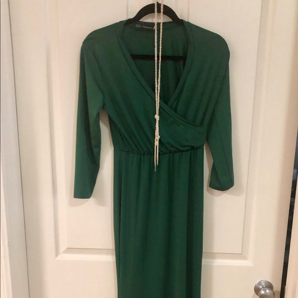 Green wedding guest dress